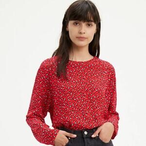 Levi’s Red Leopard Print Miranda Blouse Large